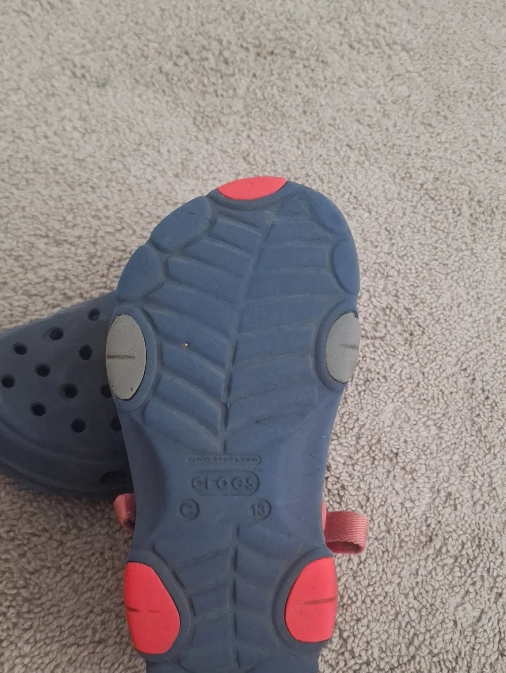 Kids Navy Blue Crocs Shoes with Red Straps